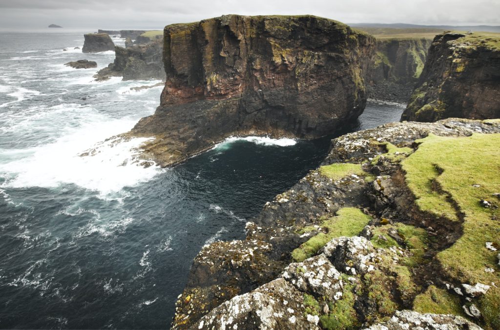 Scottish coastline landscape in Shetland islands. Scotland. UK. Horizontal