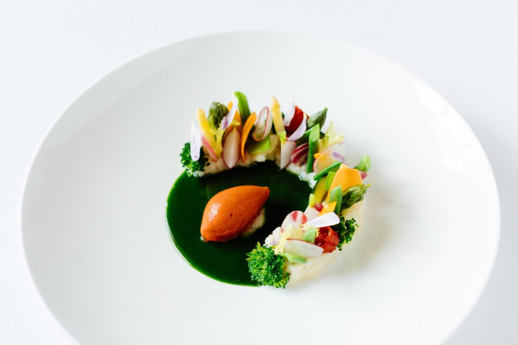 Cooked and Raw Vegetables with tomato sorbet and fig molasses © Lungarno Collection
