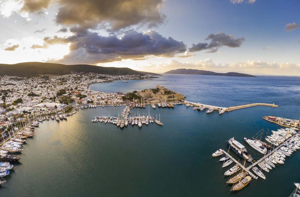 aerial view of bodrum at sunrise turkey view of th 7TCXZES