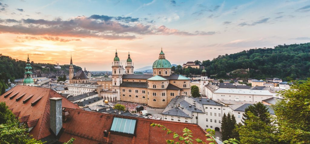 Panoramic view of beautiful Salzburg in Austria